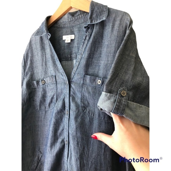J. Jill Denim Button Down Tunic Blouse Womens Size Sm - Picture 3 of 8